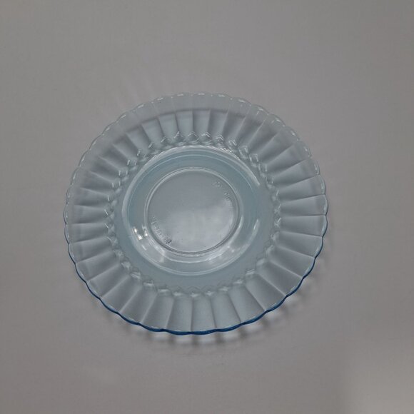 Fortecrisa Mexico Ice Azure Blue Ribbed Glass Cup & Saucer Set - Picture 8 of 11